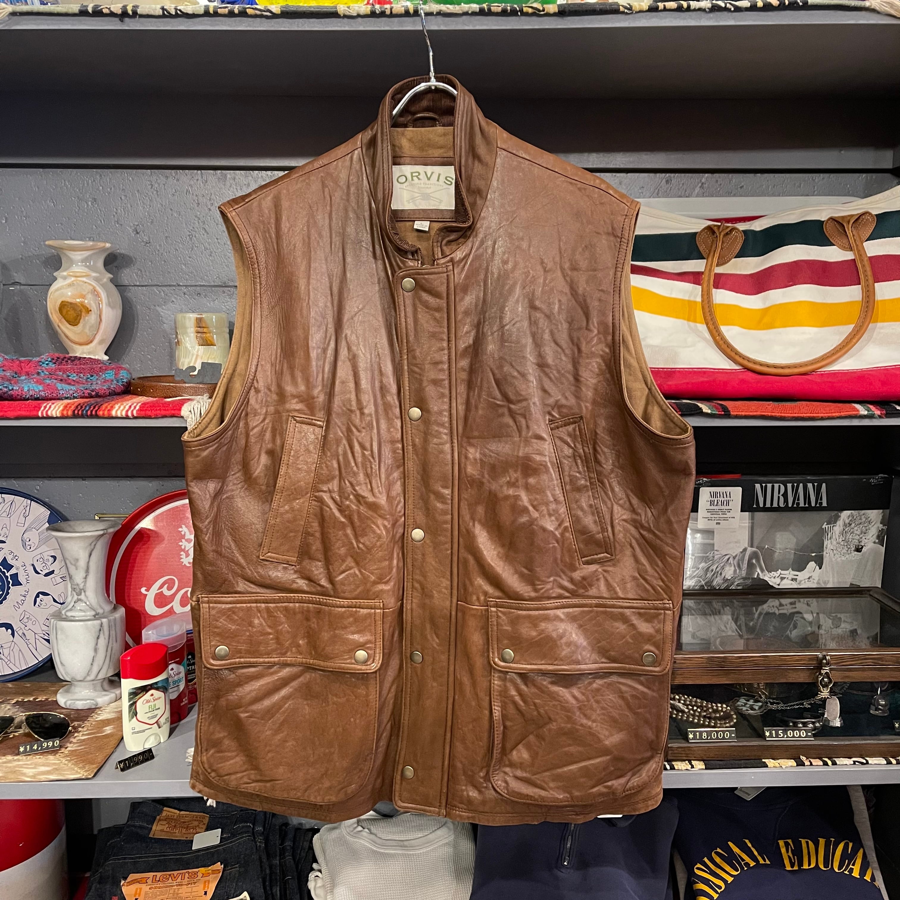 90s ORVIS Leather Vest | VOSTOK