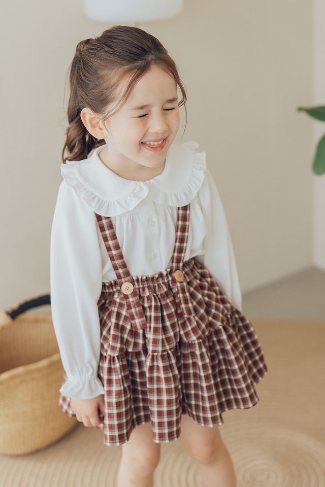 ブルマ付サスペンダーギャザースカート〈Red check〉