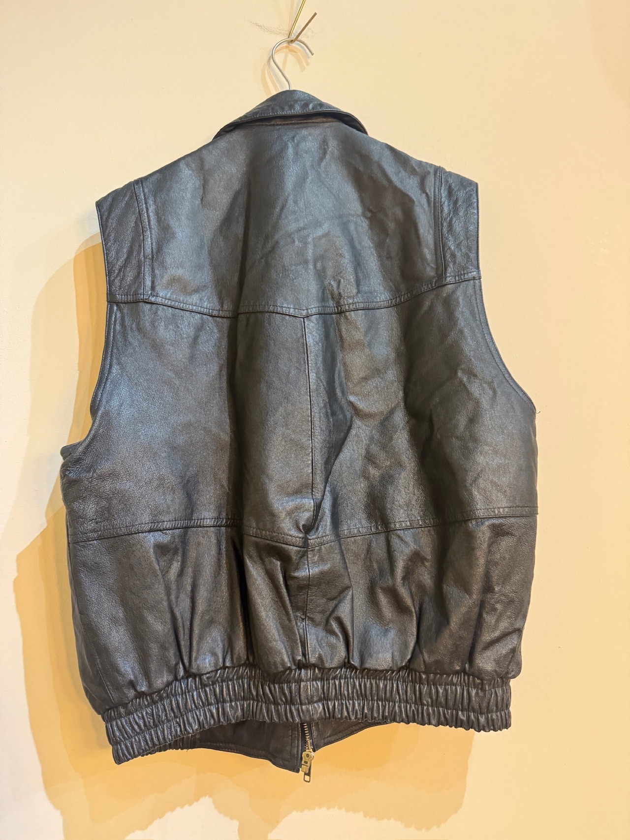 1980's ブラックレザースリーブレスジャケット