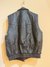 1980's ブラックレザースリーブレスジャケット