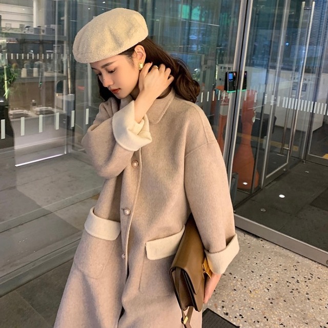 ウールシングルコート(ライトベージュ)