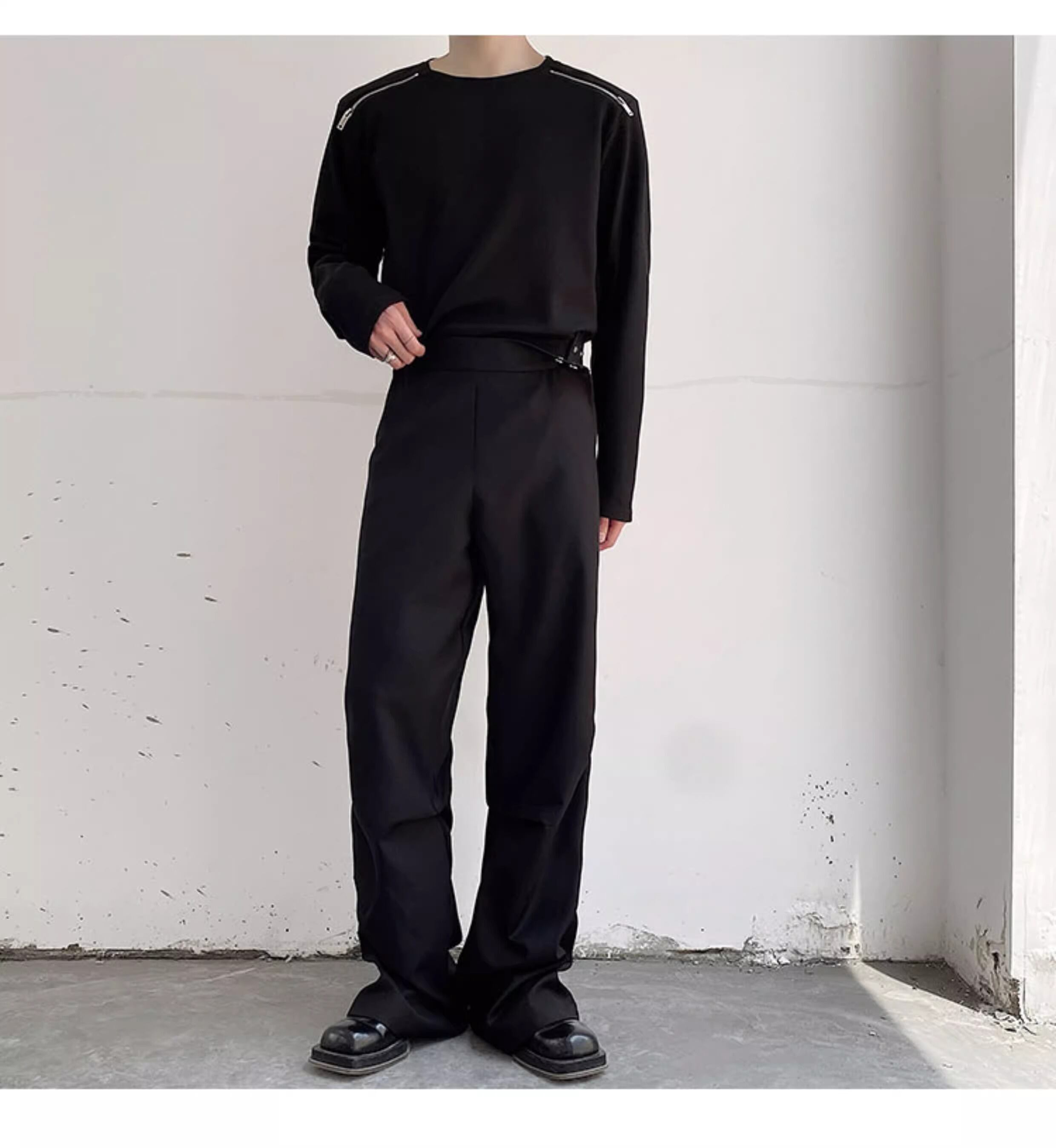 ミニマルボタンワイドストレートパンツ 1color MPA0166