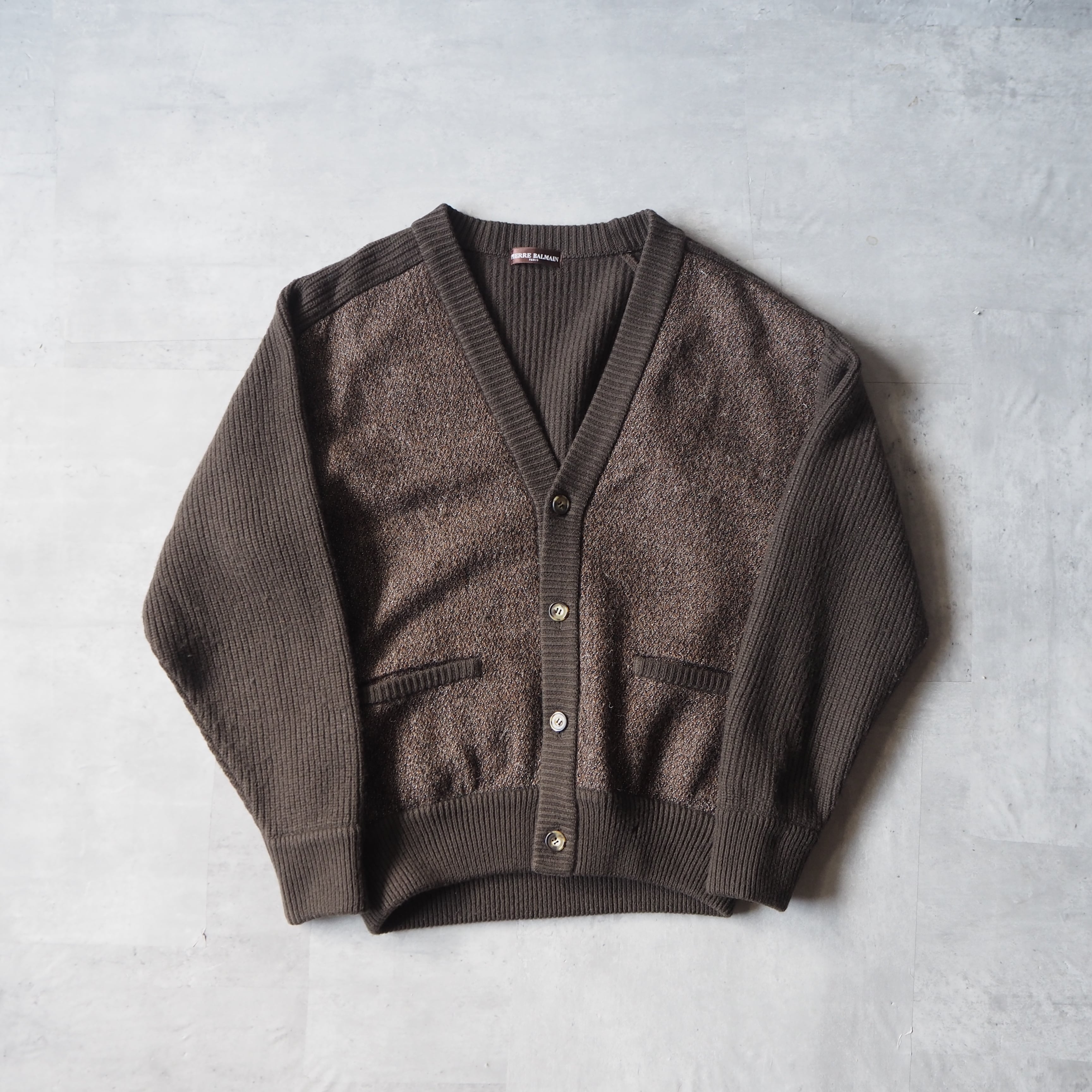 80s〜90s “pierre balmain” brown switching knit cardigan 80年代 90 ...