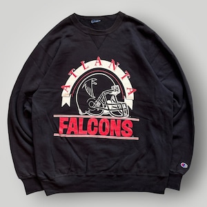 【USA製】90s 00s Champion スウェット トレーナー メンズ L相当 黒/BLACK NFL ファルコンズ プリント チャンピオン VINTAGE アメリカ製