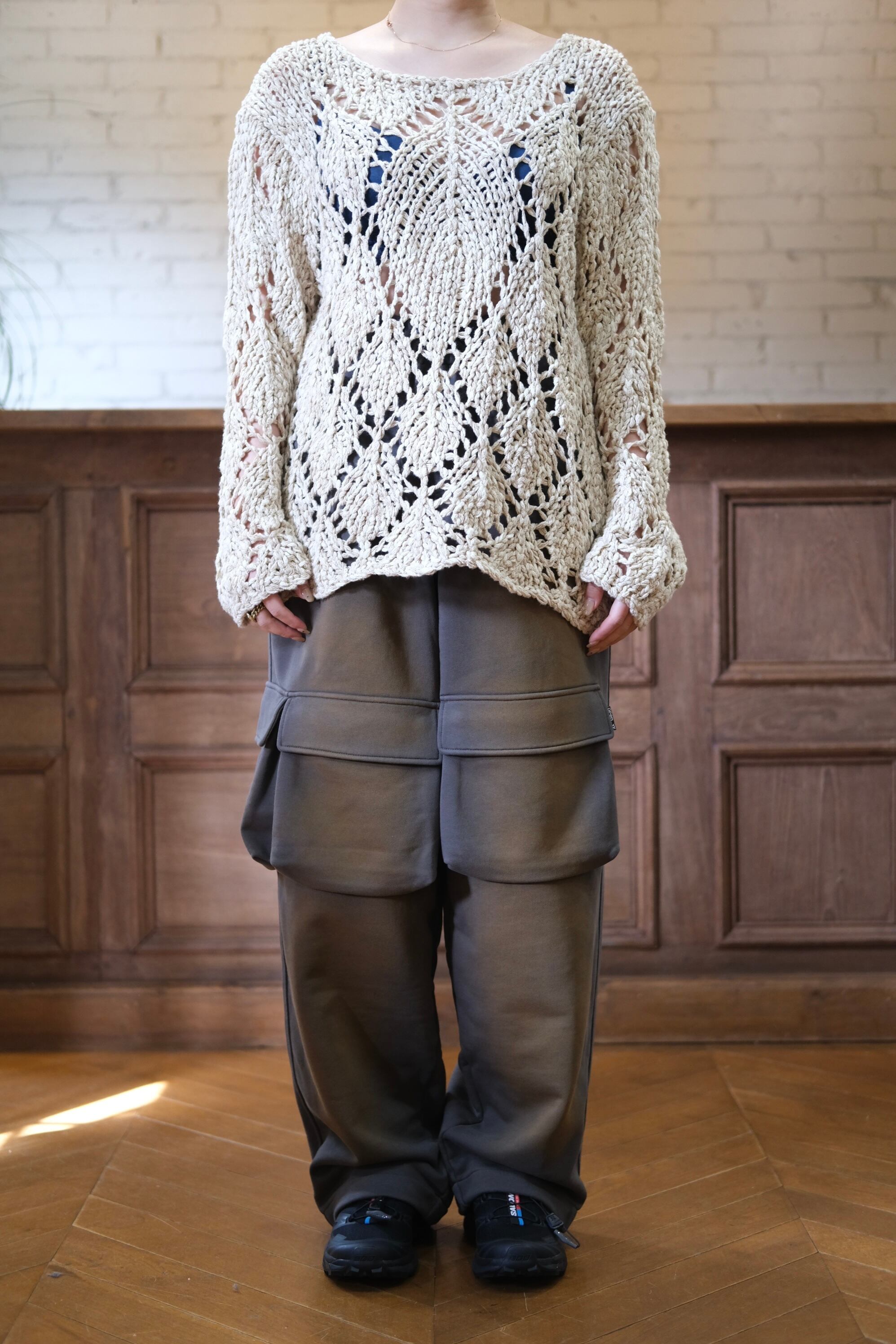 トップス OPEN yY COTTON ARGYLE POINTELLE PULLOVER OPEN YY】COTTOM ARGYLE POINTELLE PULLOVER - beige - | loop