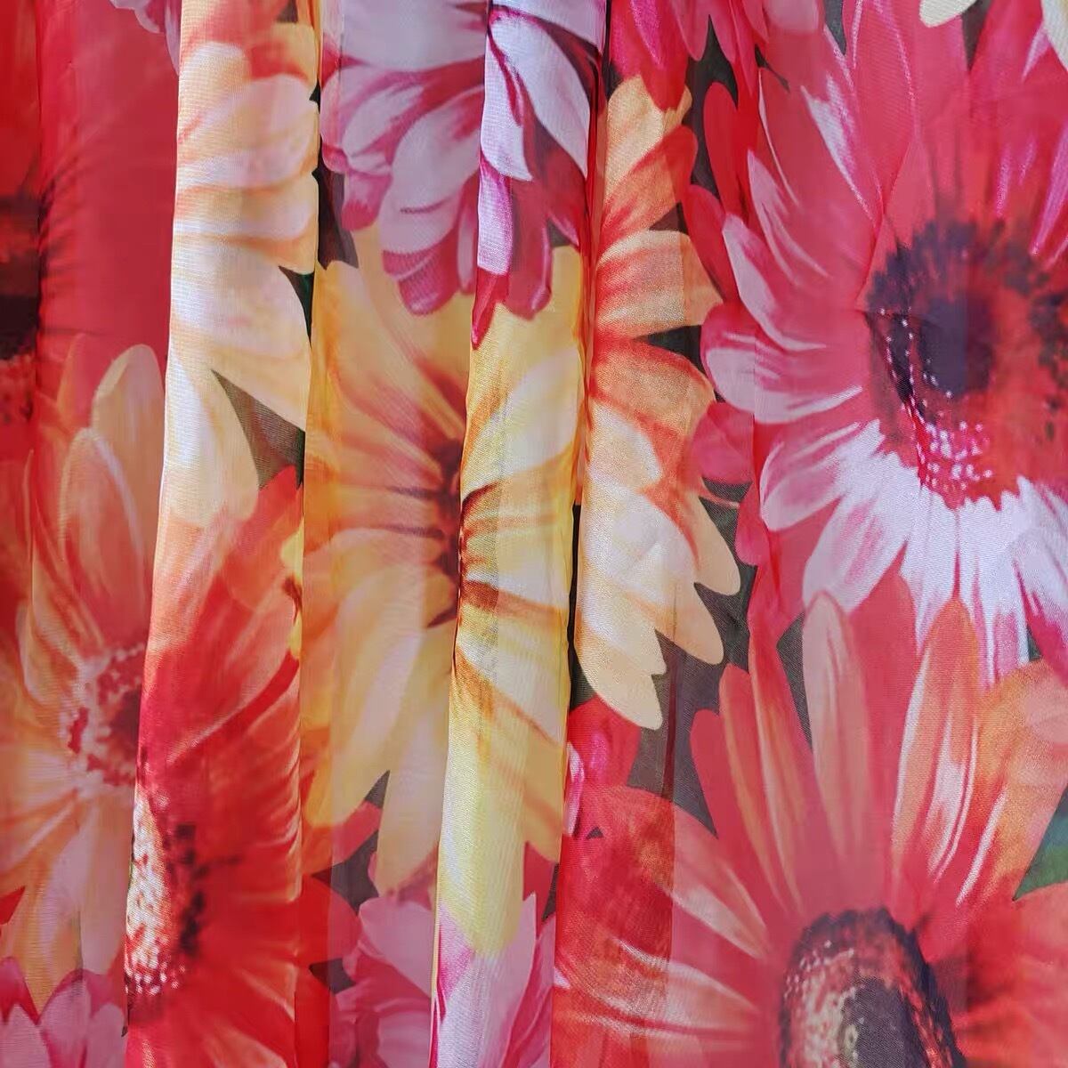 華やか 黄色 オレンジ ワンピース XL フラワー 花柄 ひまわり