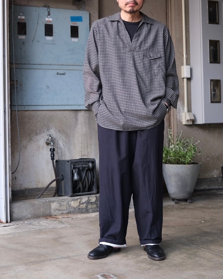 ULTERIOR “ SUPER LIGHT WOOL CHECK SKIPPER SHIRT” | Lapel online store