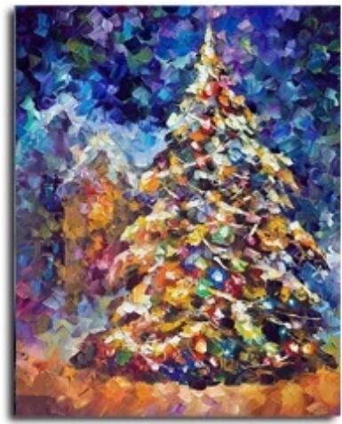 油絵 油彩 油彩画 絵画【黄金クリスマスツリー】 油絵 クリスマス ツリー 絵画 ダイヤモンドアート作成キット