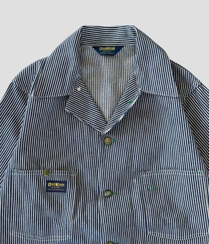 -OSH KOSH- Vintage 60s dead stock Hickory Stripe Coverall Jacket