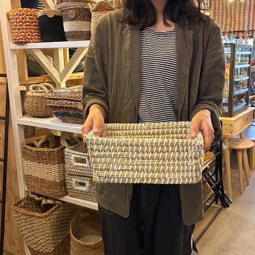 Bangladesh Seagrass Rectangular Basket M　バングラディッシュ　シーグラスレクタングルバスケット　M　カゴ　収納　小物収納
