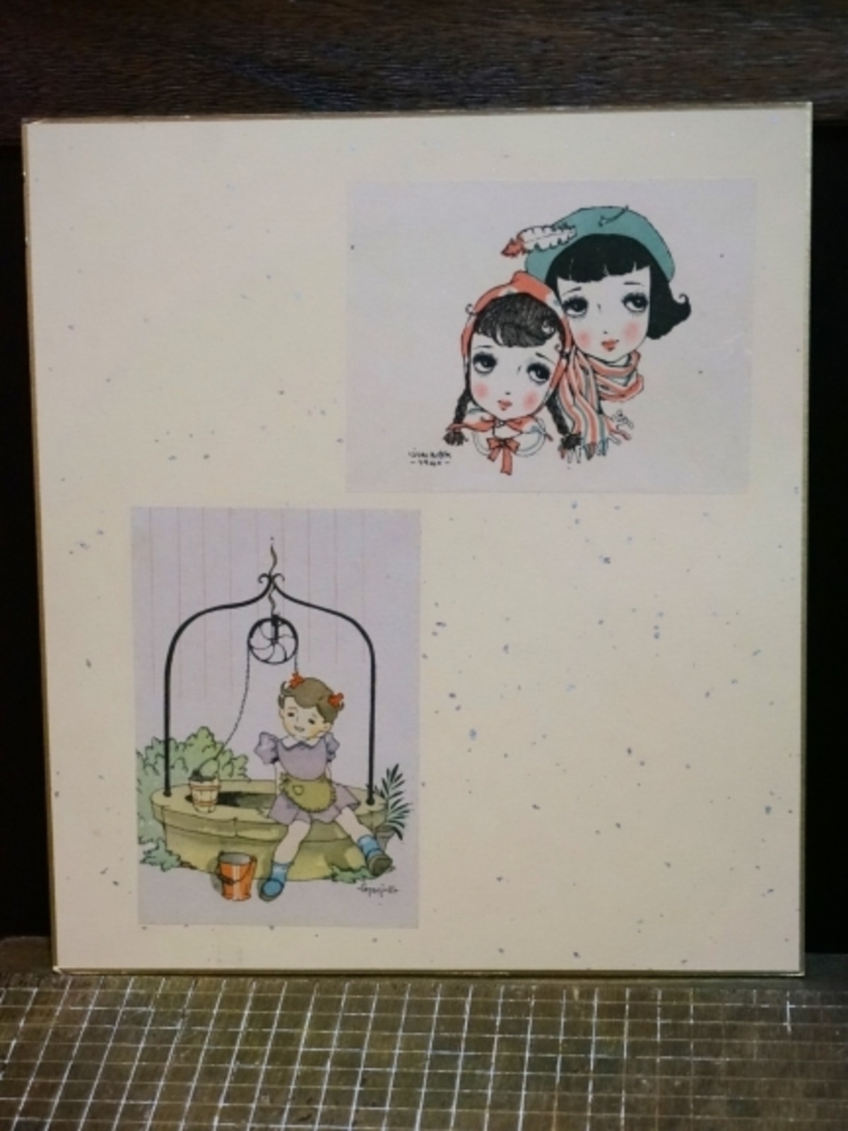 紙箋貼り込み色紙 中原淳一/松本かつぢ 時代絵 戦前 当時紙物貼り込み 