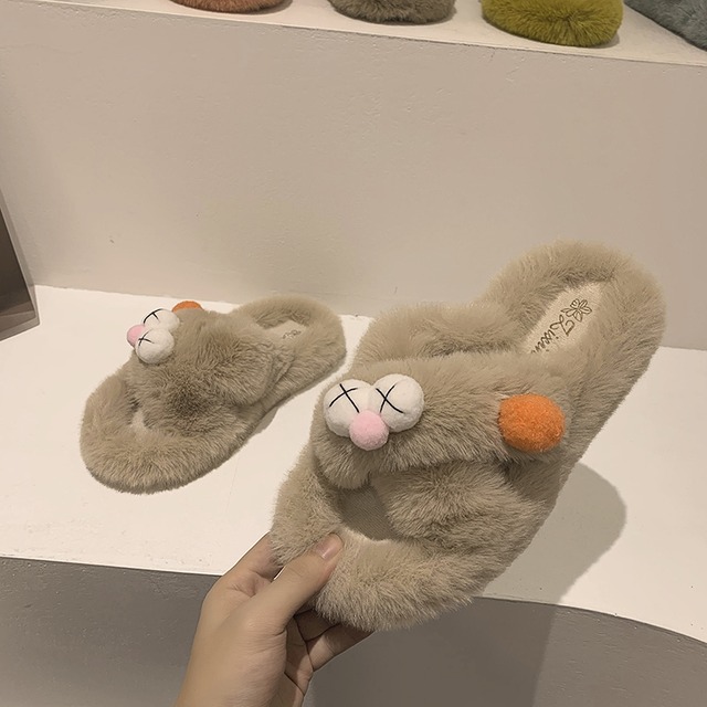 ミュールウィンターFlowerデザイン レッド 靴 シューズ 冬物 フラワーデザイン フェイクシューズ70595604290