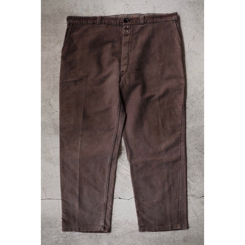 50s FRENCH VINTAGE BROWN MOLESKIN PANTS | safarionline
