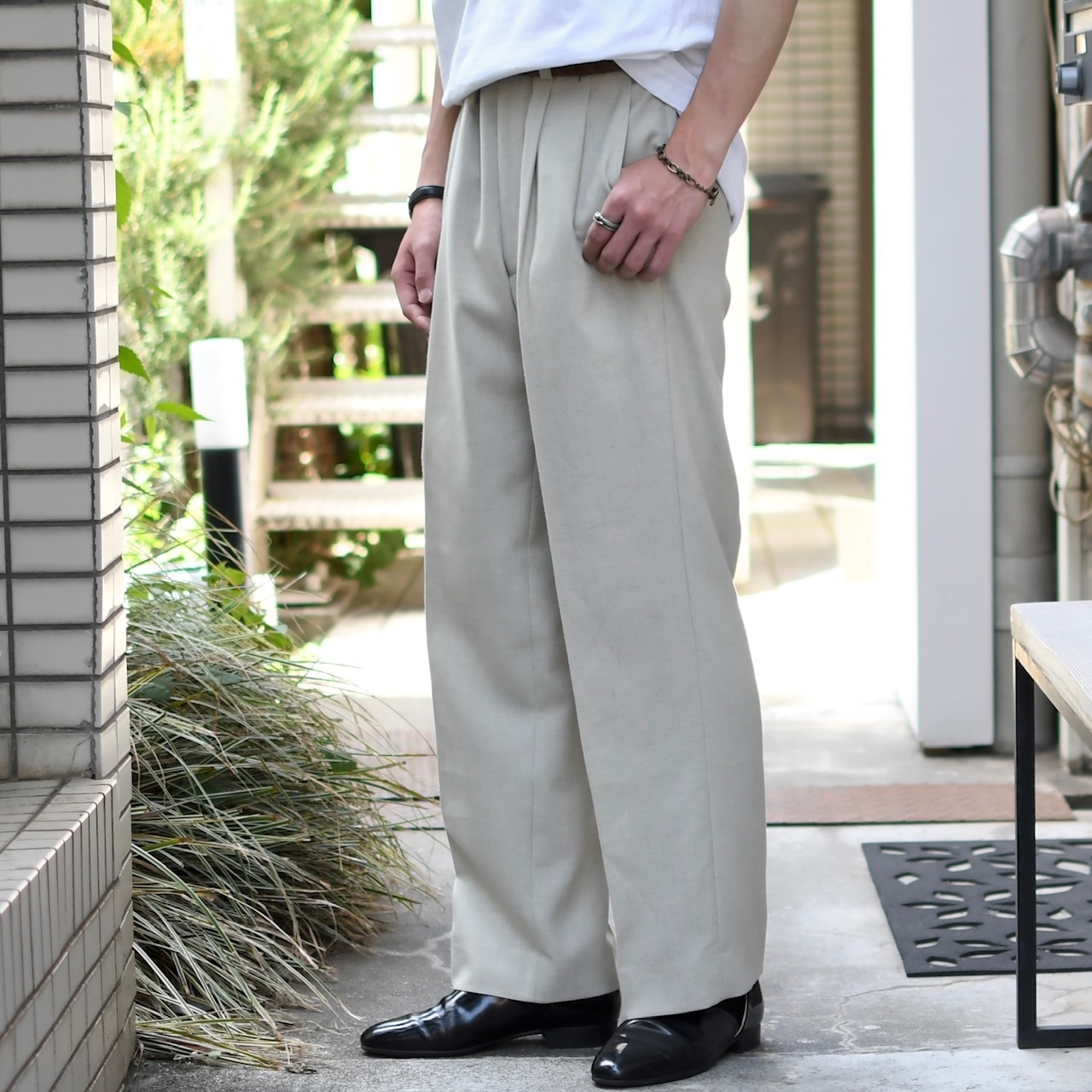 rayon blend 2tuck slacks ivory