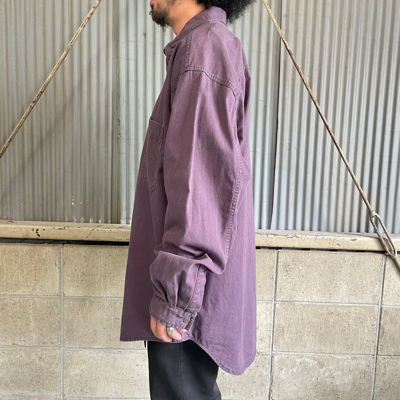 古着 ビンテージ 90s 光沢 ピンク 紫 シルバー オーバーサイズ 長袖シャツ 90年代 Levi's リーバイス 長袖 カラーデニムシャツ メンズXL 古着 90s