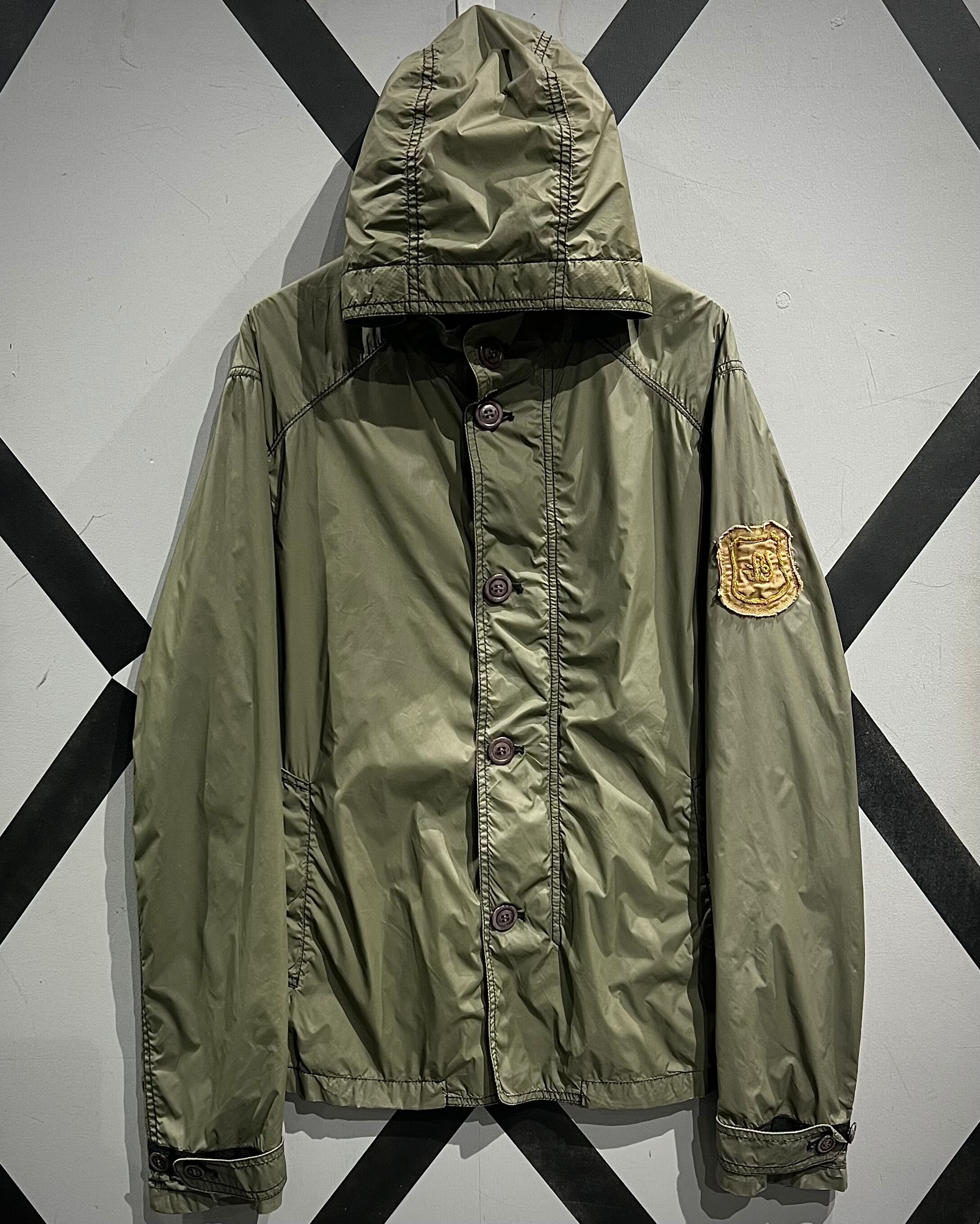 X VINTAGE】“ARMANI JEANS“ Leather Switching Vintage Nylon Jacket