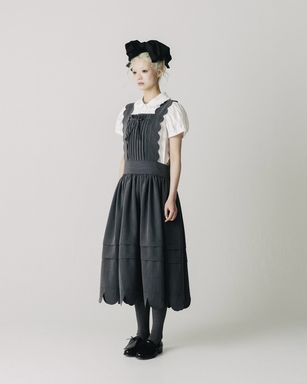 スカラップジャンパースカート BLACK