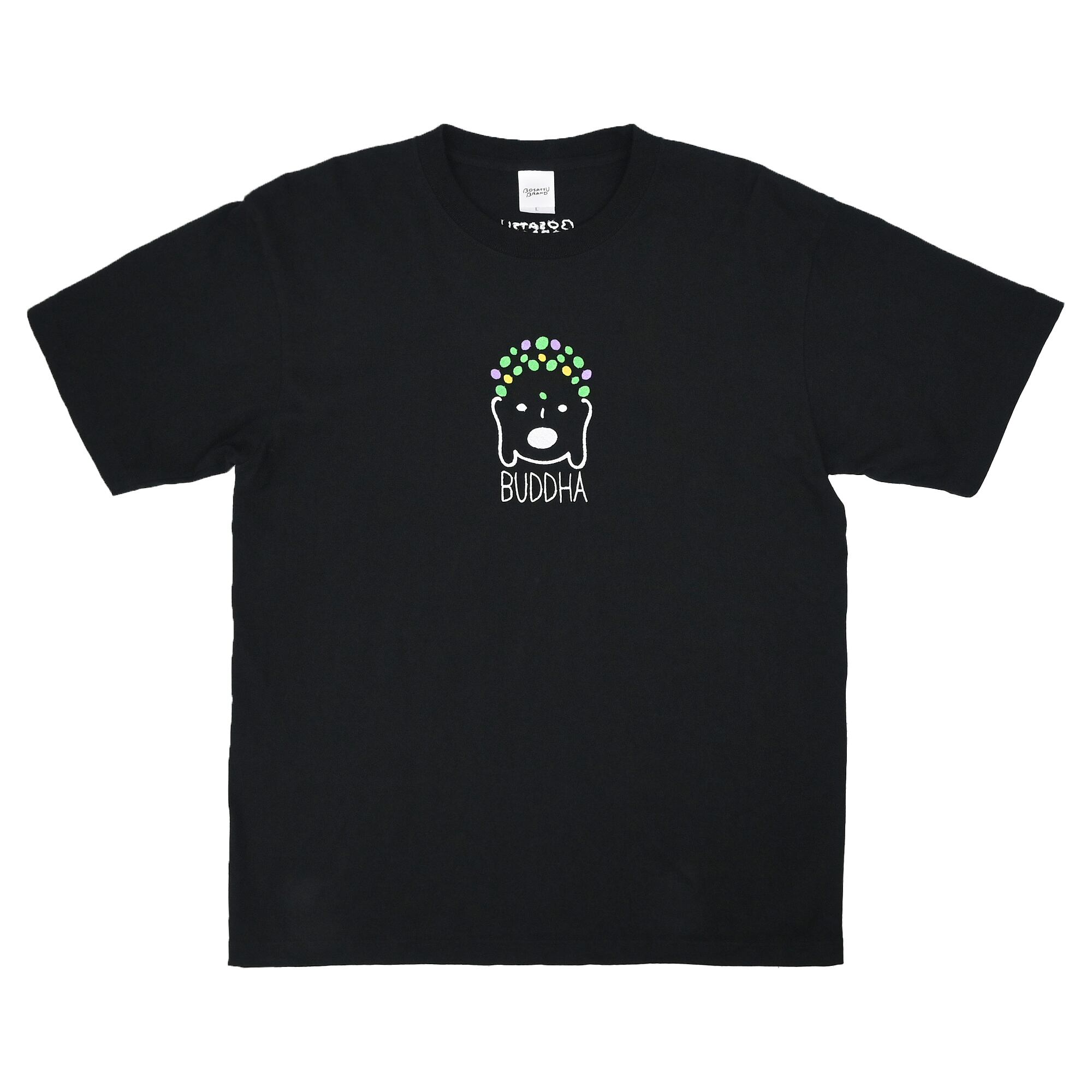 BUDDHA らほつ Tシャツ (刺繍)ブラック 6.2oz