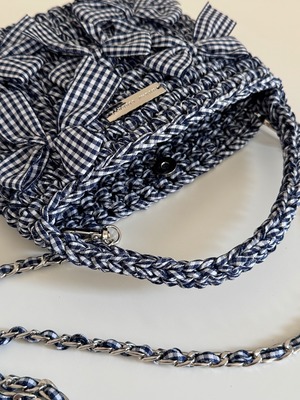 【即納】gingham check 8 navy