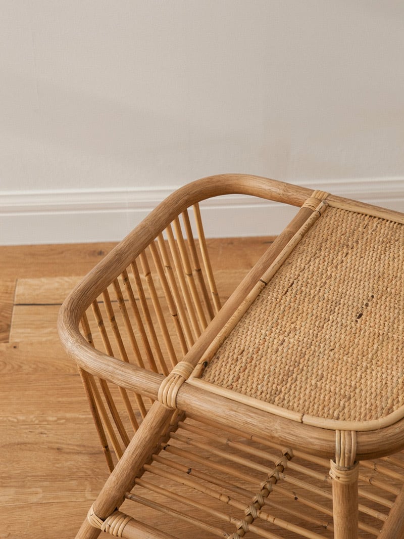 rattan wood magazine table A / ラタン ウッド マガジンラック サイド