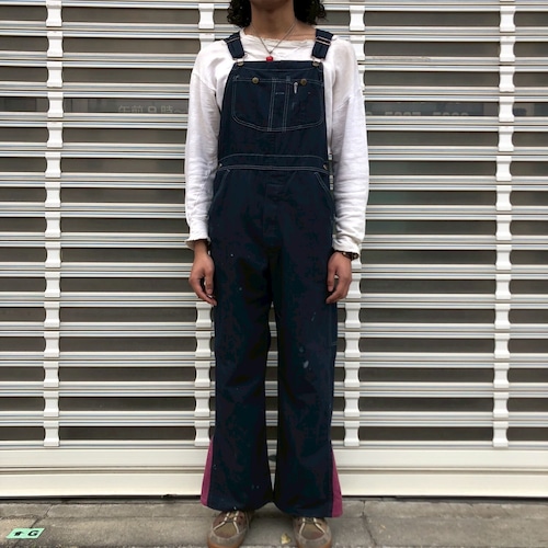 濃紺 70s USA製 Sears オーバーオール シアーズ ヴィンテージ デニム ベルボトム リメイク サロペット つなぎ ワークパンツ インディゴ 80s