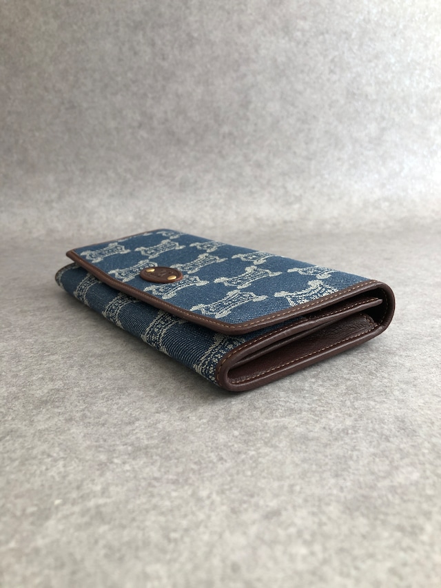 CELINE セリーヌ パリマカダム 財布 インディゴ ブラゾン キャンバス レザー 長財布 vintage ヴィンテージ オールド r2d33g