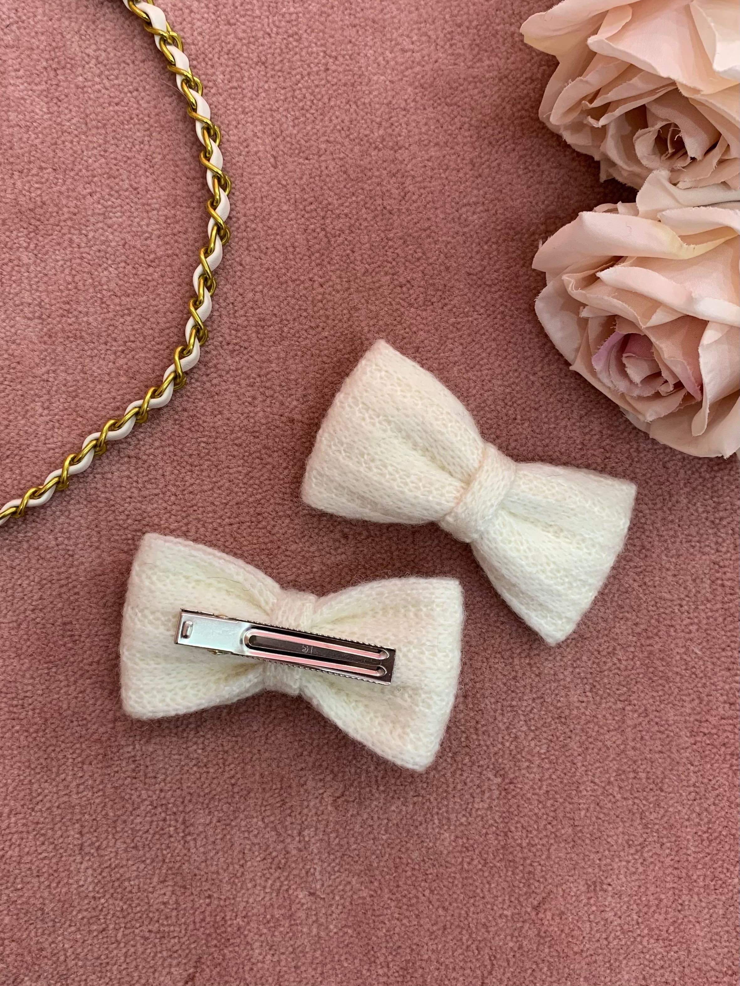 ルノンキュル Renonqle knit ribbon pin(white)