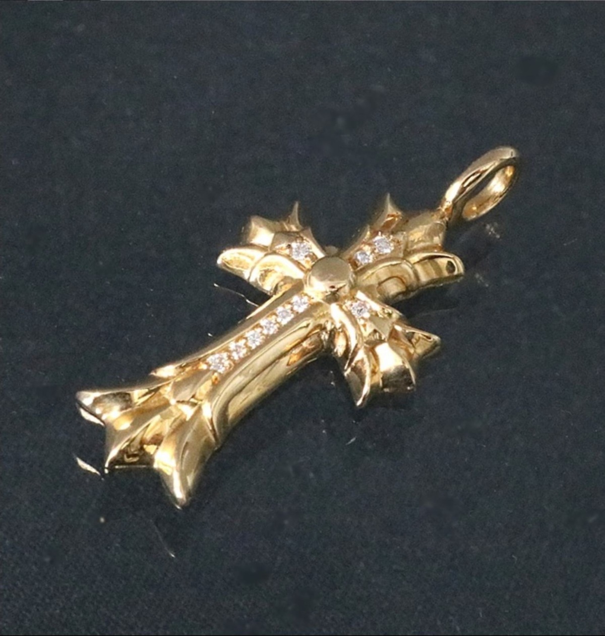 CHROME HEARTS クロムハーツ 22K ダブルCHクロス XS パヴェダイヤ  