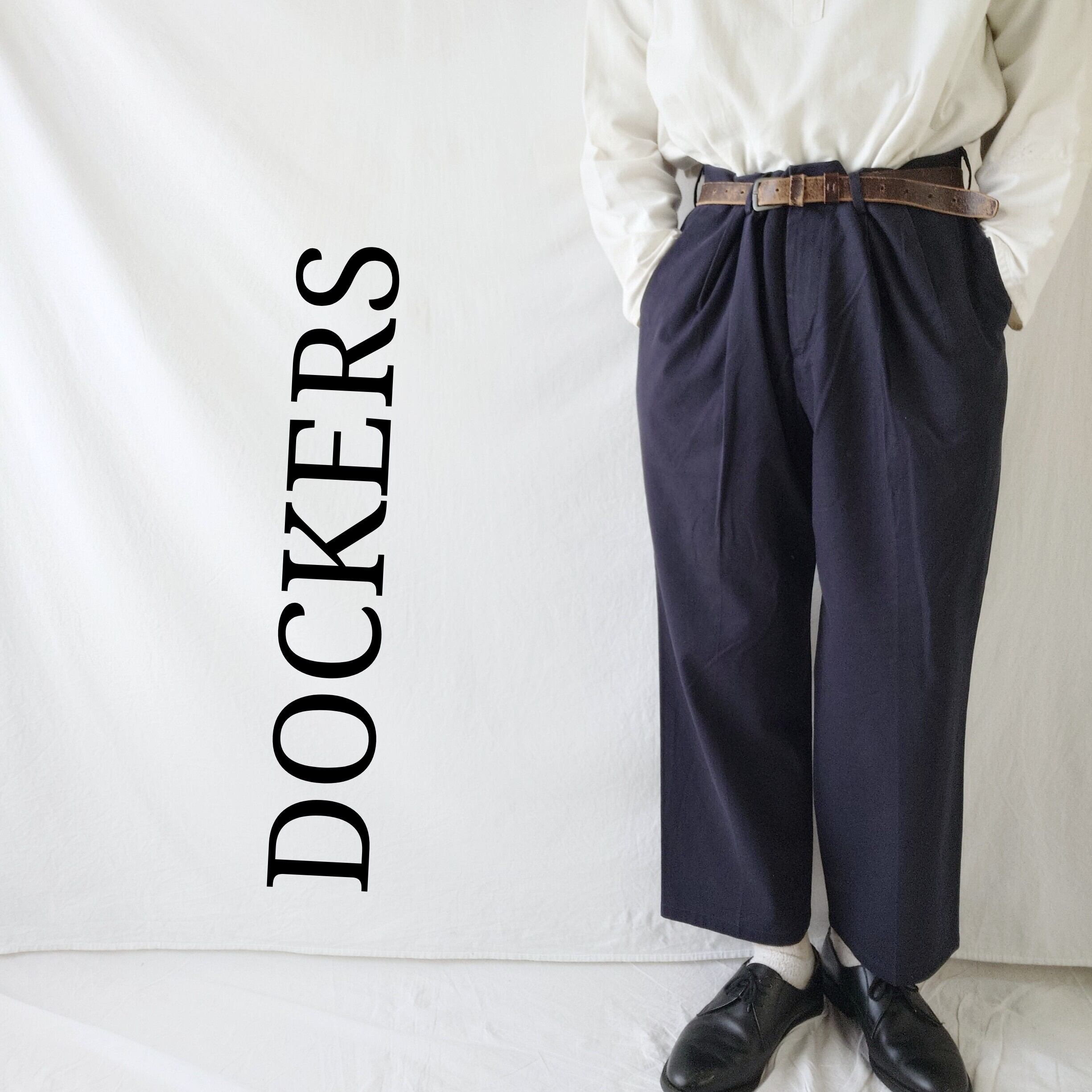 90s】DOCKERS ドッカーズ コットンリネンパンツ ツータック USA製