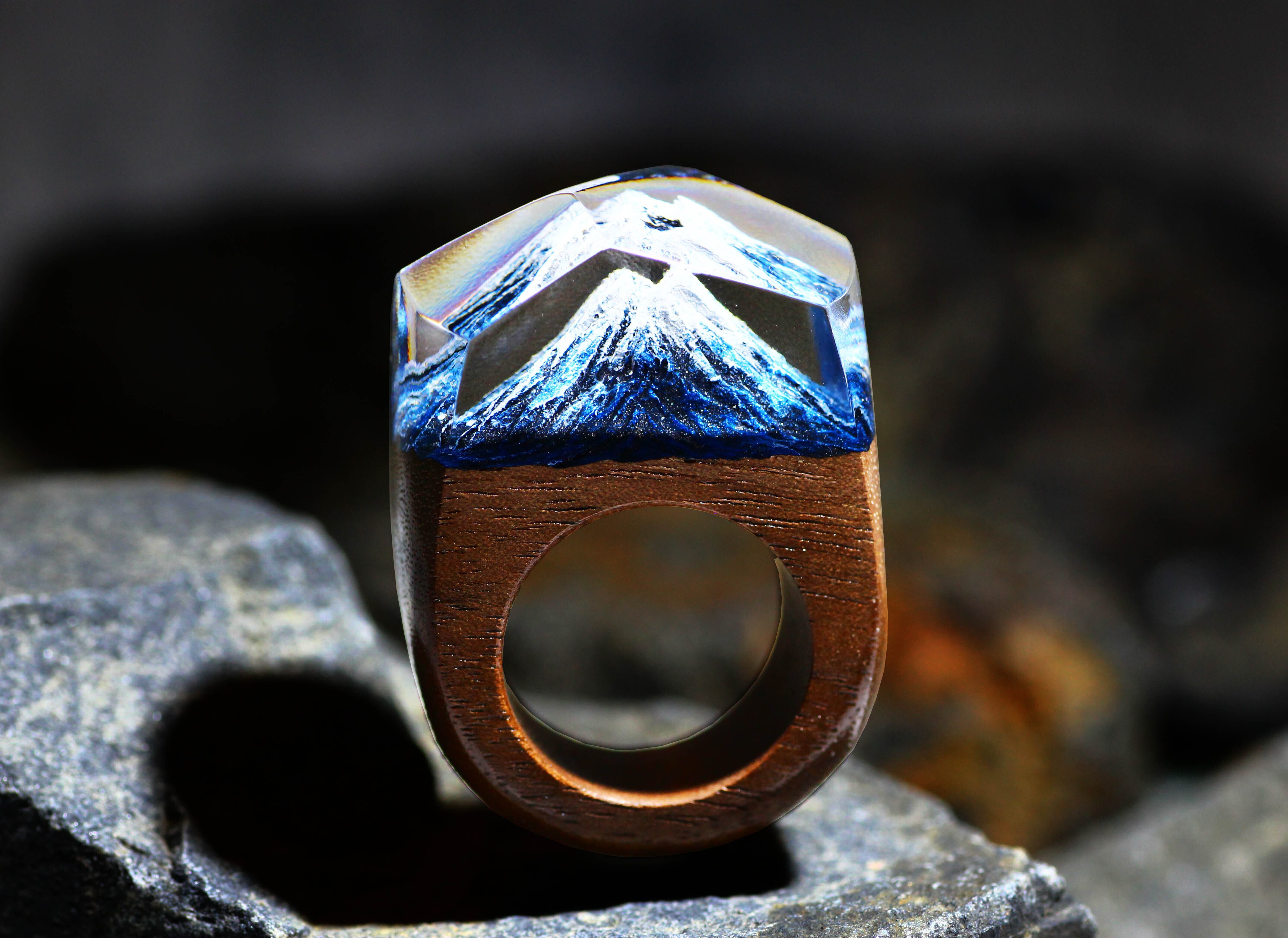 送料無料】Fuji～蒼天～ ウッドレジンリング | WORLD BLING