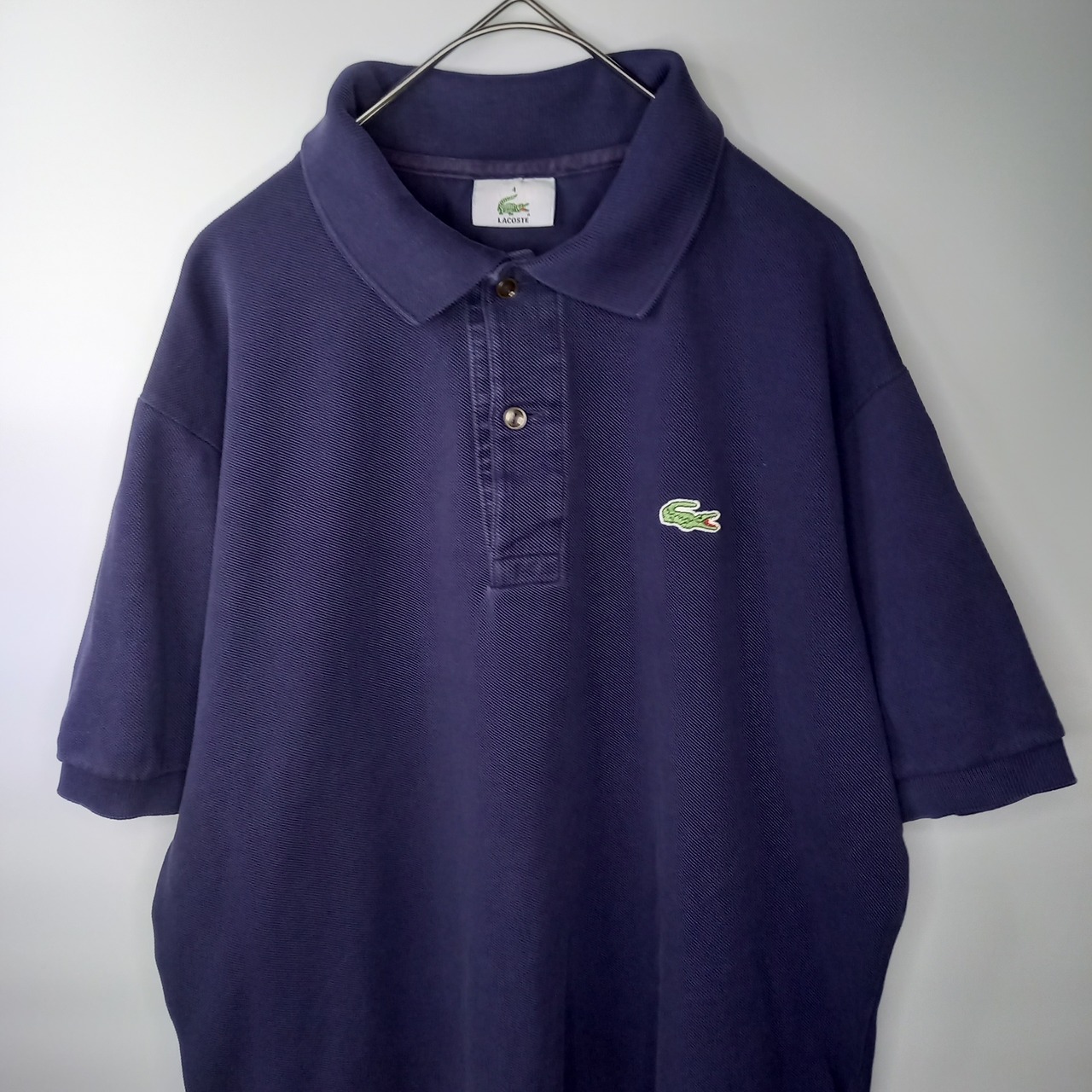 ラコステ　ポロシャツ　刺繍ロゴ　シェルボタン　ユーロ古着　ネイビー　4サイズ