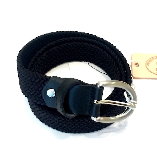 30MM ELASTIC MESH BELT　Black / Black Leather