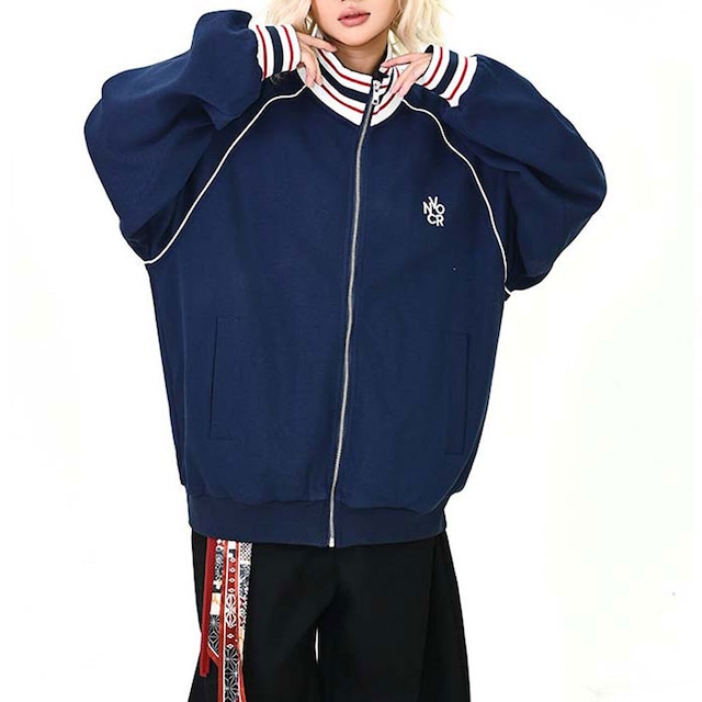 リブラインラグランジップブルゾン 2col   R01584