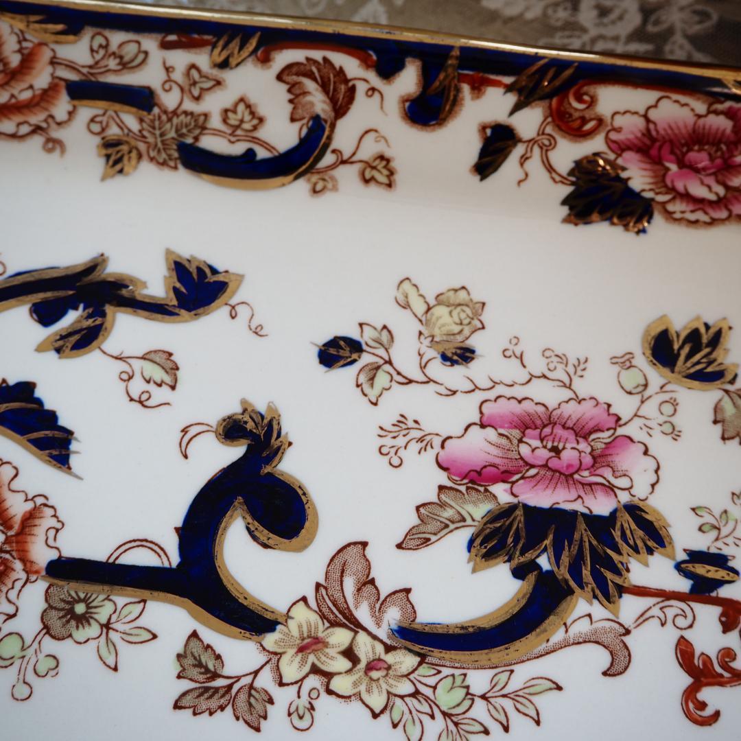 英国素敵メイソンズブルーマンダレイサンドイッチトレイ大F5