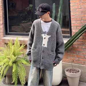 Bicolor v-neck knit cardigan 0405