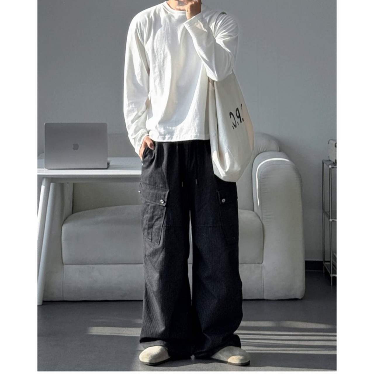 コットンベーシックロングTシャツ　1323