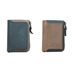 ZONALe「STRATO」ROUND ZIP MIDDLE WALLET <BLACK&BROWN>