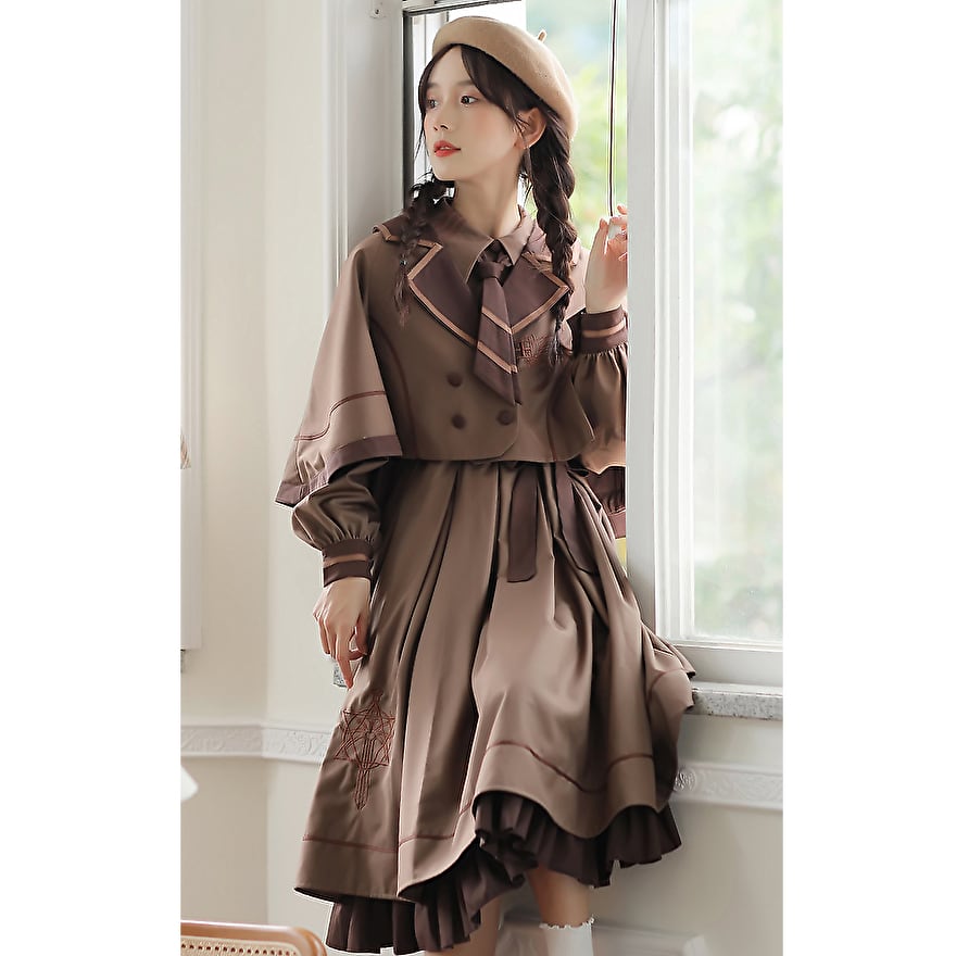 SEASONZ ロリータ クラロリ マント ケープ 刺繍 レトロ 学園風 JK JD