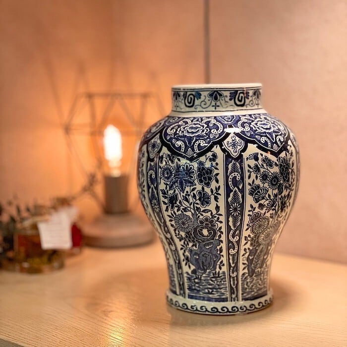 deift 80252242 オランダ製 花器 瓶 陶器 ブルーアンドホワイト 壷 花柄 オランダ ブルー 白 アート インテリア 三和ポチット