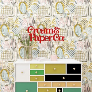 【切り売り】ウォームグレー×ピンク・ライトブルー つぼ柄 FL1-778601MT for DIY 幅53㎝ リピート64㎝