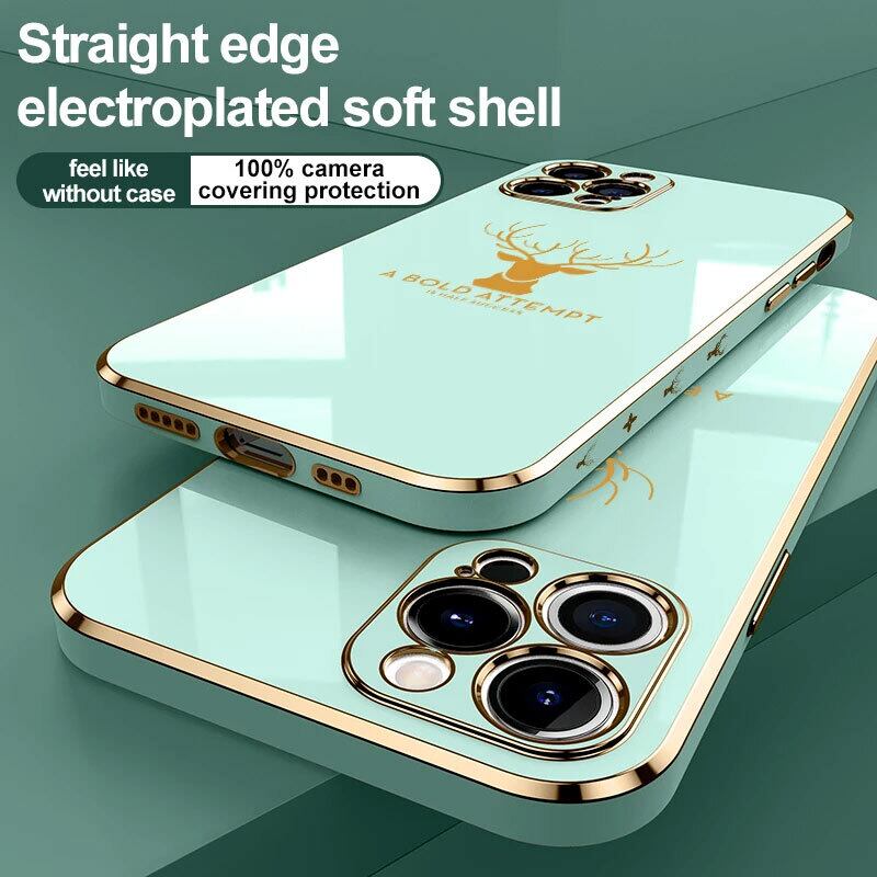iphone13対応】 ラグジュアリー 鹿 デザイン ゴールド メッキ フレーム 