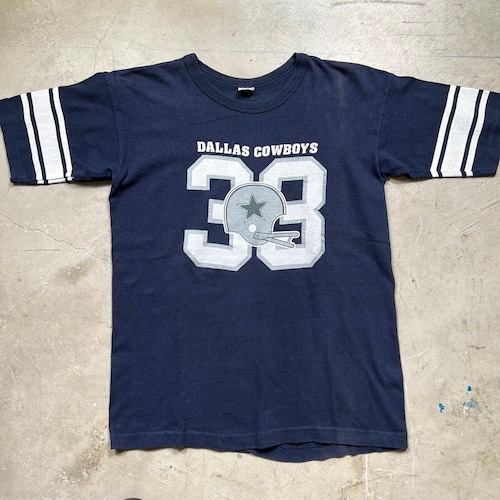 70's Champion チャンピオン フットボールTシャツ WIN Tee DALLAS COWBOYS 38 ナンバリング NFL バータグ ネイビー ホワイト 紺 白 USA製 X-LARGE 希少 ヴィンテージ BA-1869 RM2288H