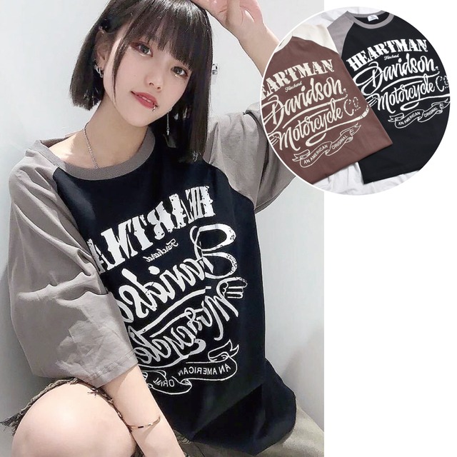 【50%OFF】アメリカンロゴ ラグランTシャツ(Motorcycle)