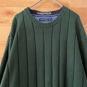 【NAUTICA】刺繍ロゴ ワンポイント ニット セーター XL アメリカ古着