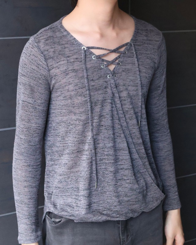 lace up asymmetry tops