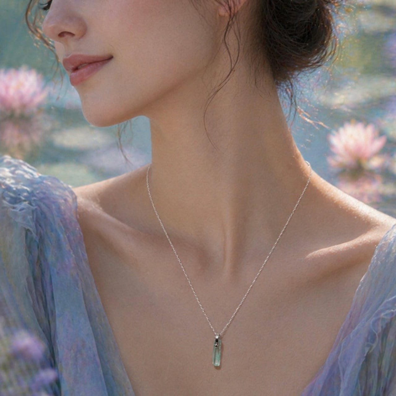020 Water Lilies Collection】 エメラルド 鉱物原石 シルバー925