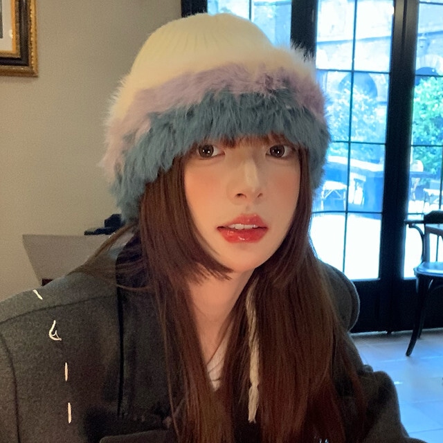 ニット帽 レディース 帽子 ファー おしゃれ もこもこ 紐付き かわいい あったか 秋冬 ラビットファー カラバリ豊富 ブラック/レッド/カーキ/コーヒー/グリーン/クリーム