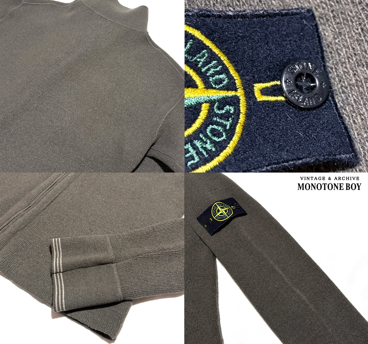 STONE ISLAND 2005AW WOOL NYLON ZIP-UP DRIVER'S KNIT SWEATER