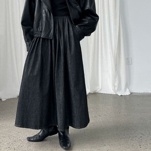 gathered long skirt J00133