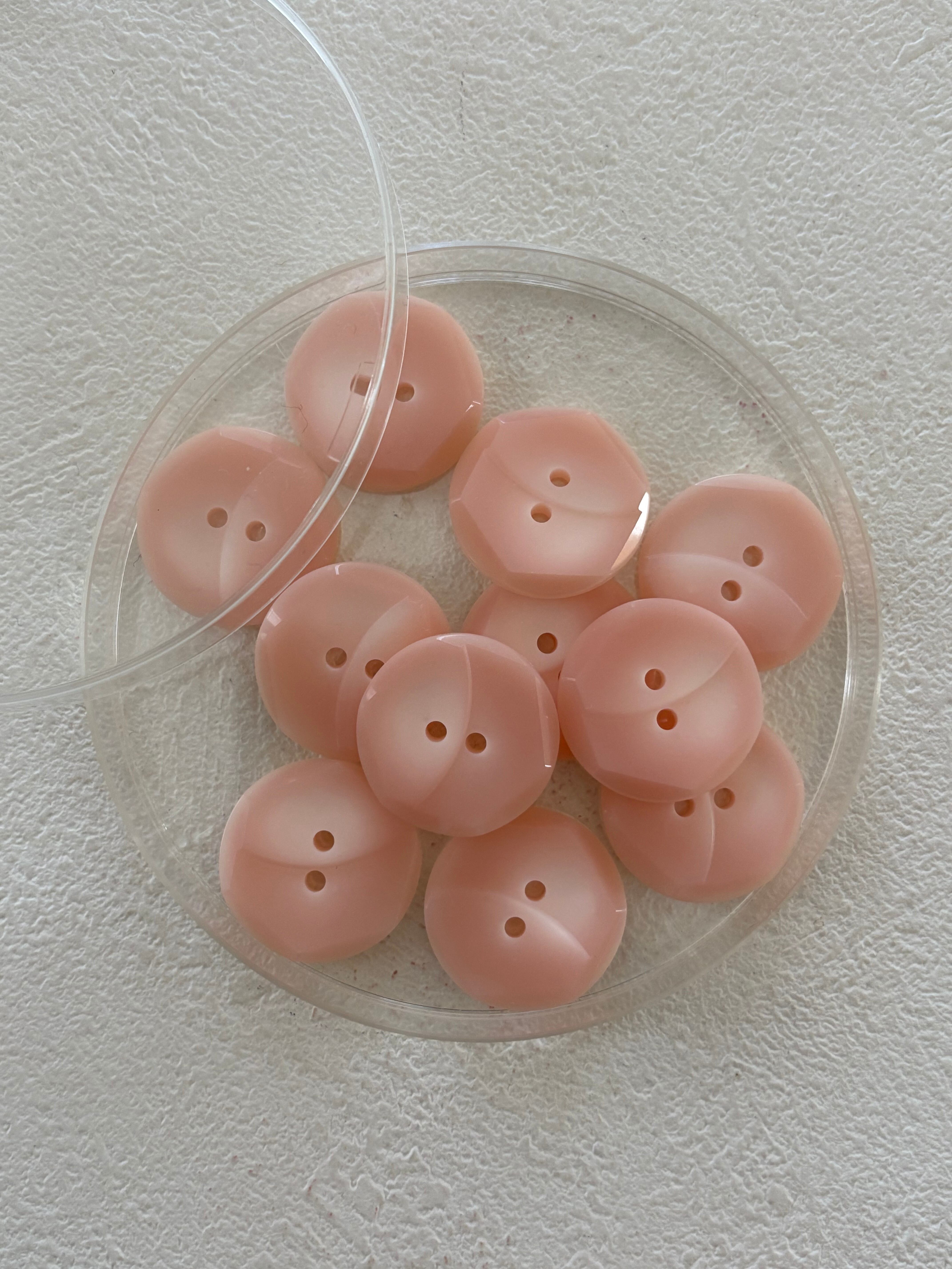 Japanese Vintage ボタン ピンク 22mm 六角形 2個セット レトロ アクセサリーパーツ 二つ穴